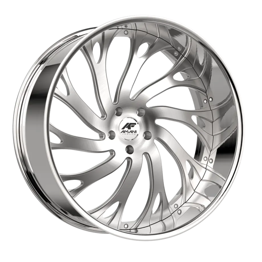 Amani Atlantic 5x115/5x120 22x9 +15 Brush Center Chrome Lip