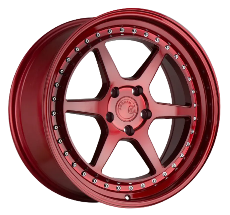 Aodhan DS09 5x114.3 18x10.5+22 Candy Red w/ (Chrome Rivets)