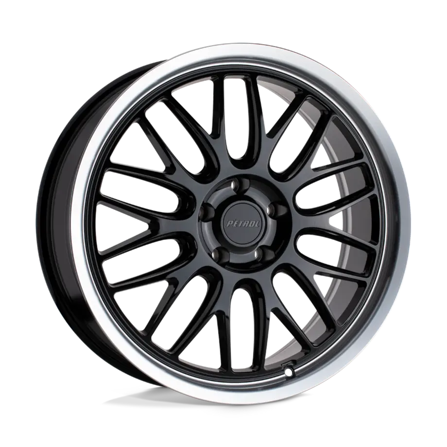 Petrol P4C 5X114.3 17X8 +40 GLOSS BLACK W/ MACHINED CUT LIP