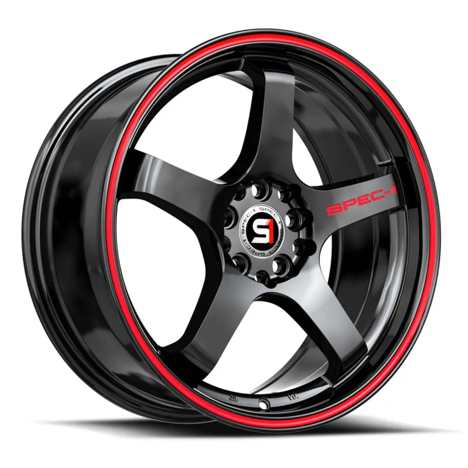 Spec-1 SPT-31 5x112/5x114.3 17x7.5 +42 Gloss Black & Red Line