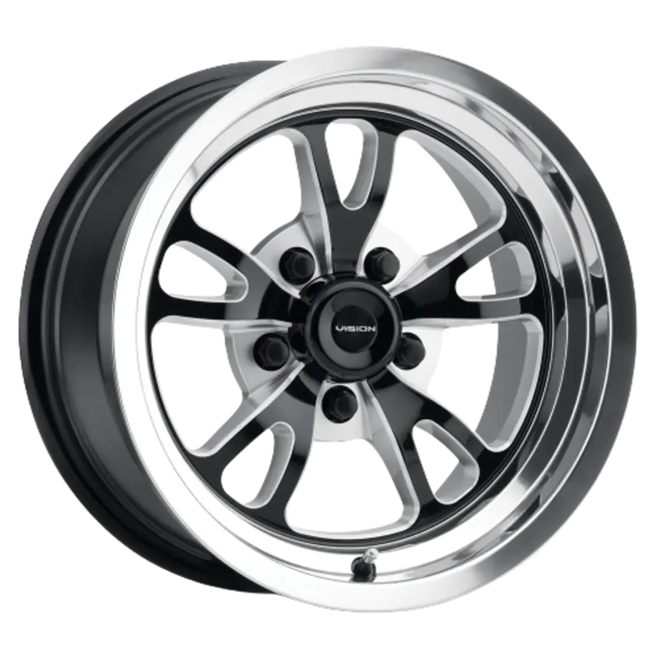 Vision American-Muscle 149 Patriot 5x120.65 15x10-25  Gloss Black Milled Spoke Polished Lip