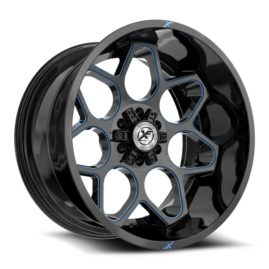 XF Off-Road XF-233 6x135/6x139.7 20x9 +0 Gloss Black & Blue Milled